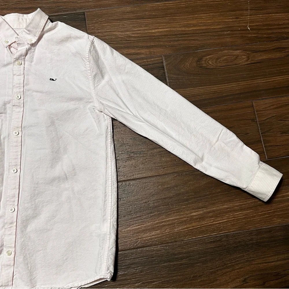 Vineyard Vines Boys Whale Shirt Long Sleeve Large 16 Pink White‎ Stripes - Picture 3 of 10
